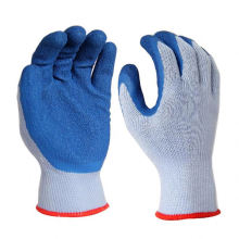 Construction 10G Gray Polycotton Knit Blue Wrinkle Latex Palm Coated Gardening Work Gloves